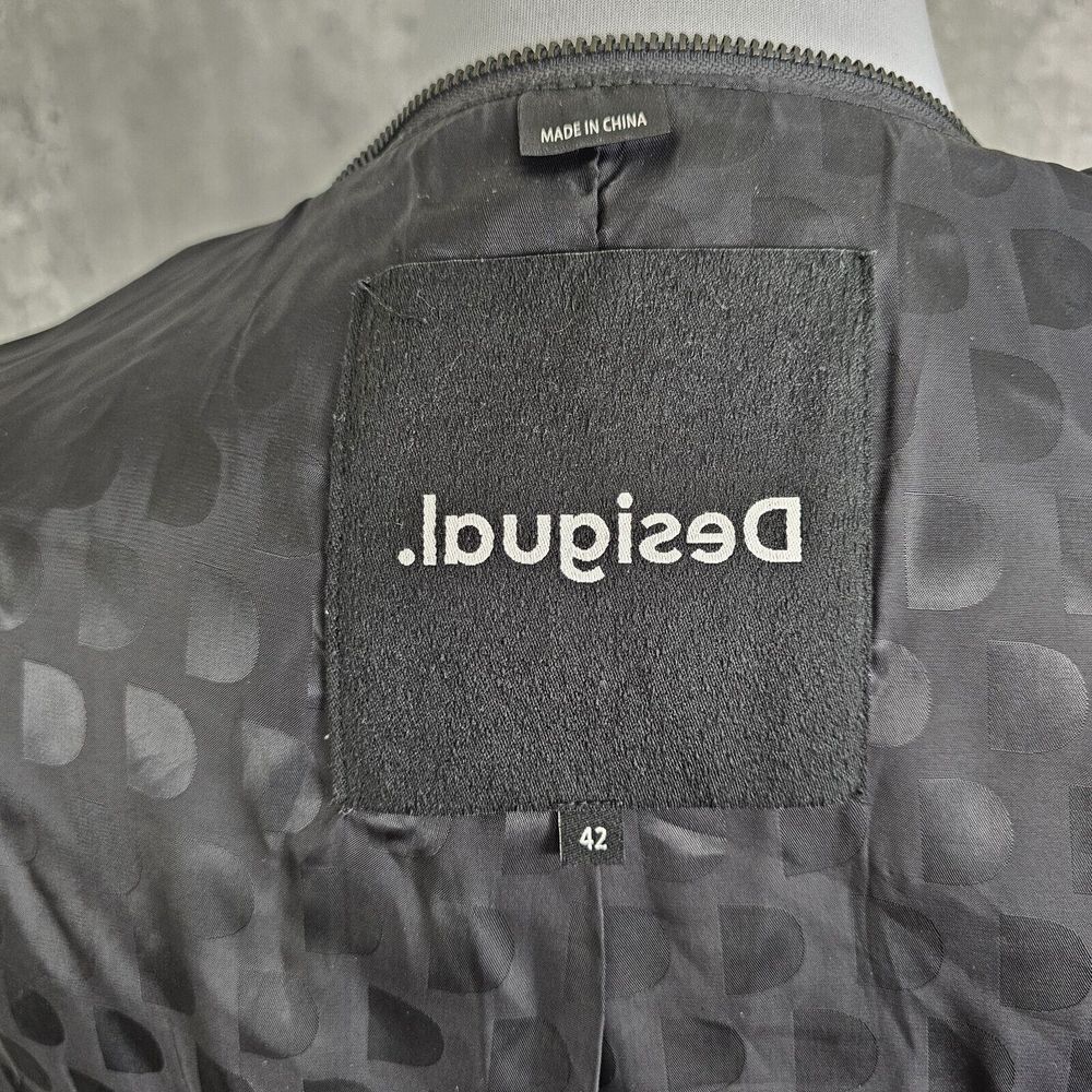 Desigual Womens 42 US10 Pakaian Jadi Wanita Faux Leather‎ Distressed Moto Jacket - Picture 9 of 11